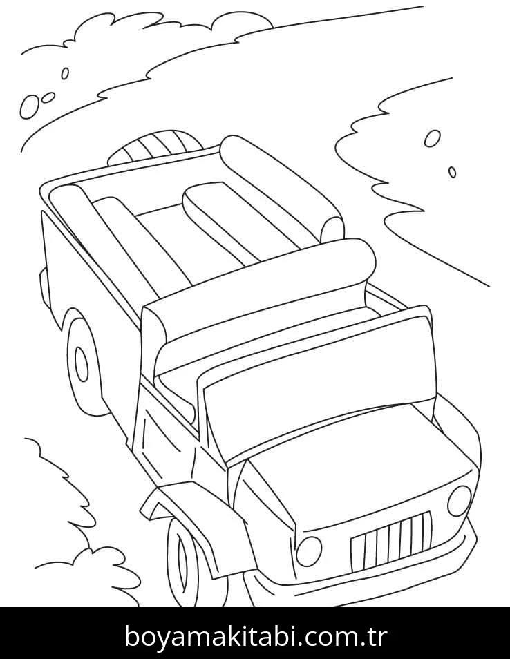 Jeep boyama sayfası – sevimli karakter, sanatsal çalışma