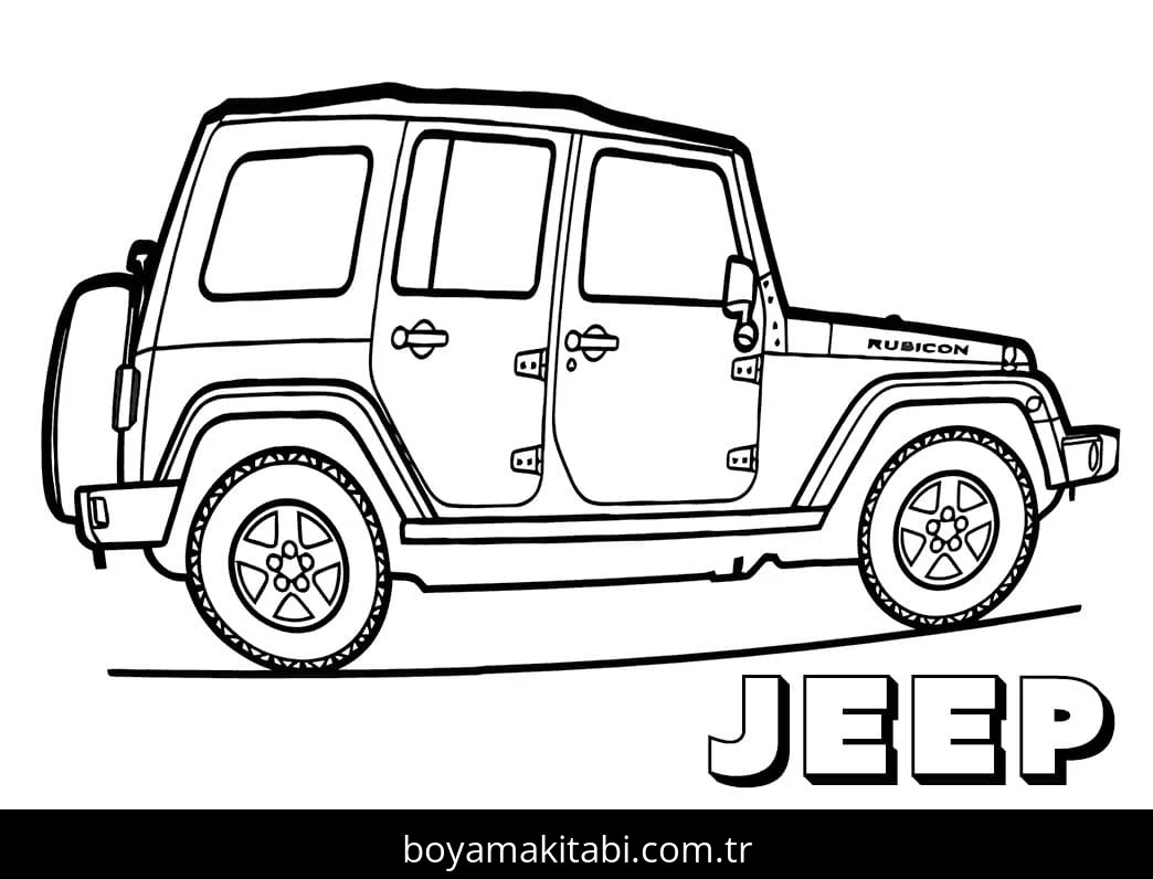 Jeep boyama sayfası – eğitici aktivite, yaratıcılık