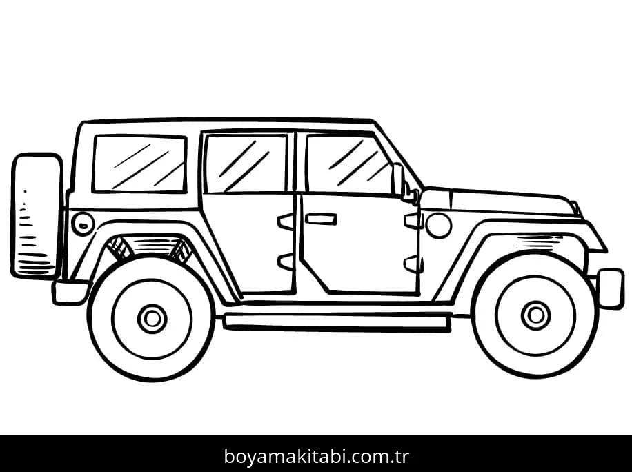 Jeep boyama sayfası – el becerilerini geliştirir, boyama çalışması