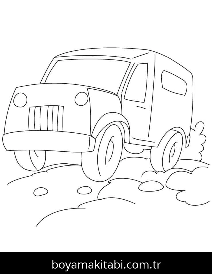 Jeep boyama sayfası – keyifli zaman, renkli çizimler