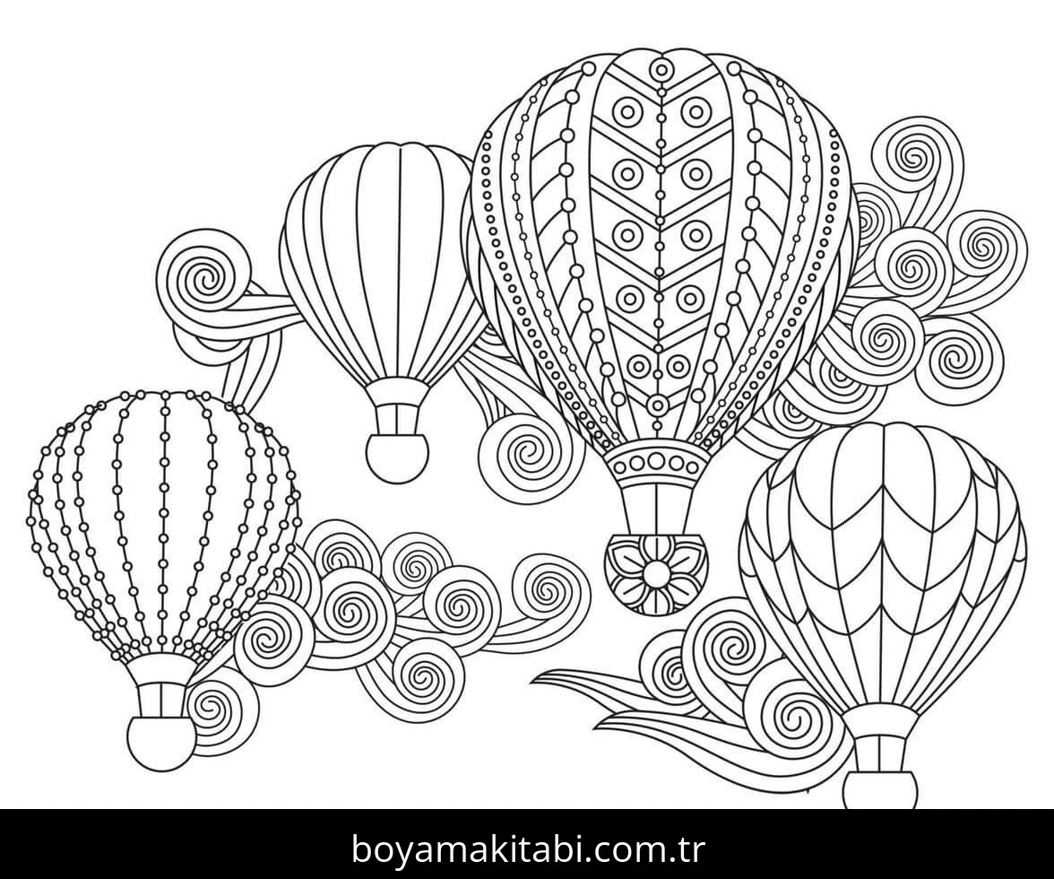 Hava Balonu boyama sayfası – eğlenceli etkinlik, el becerilerini geliştirir