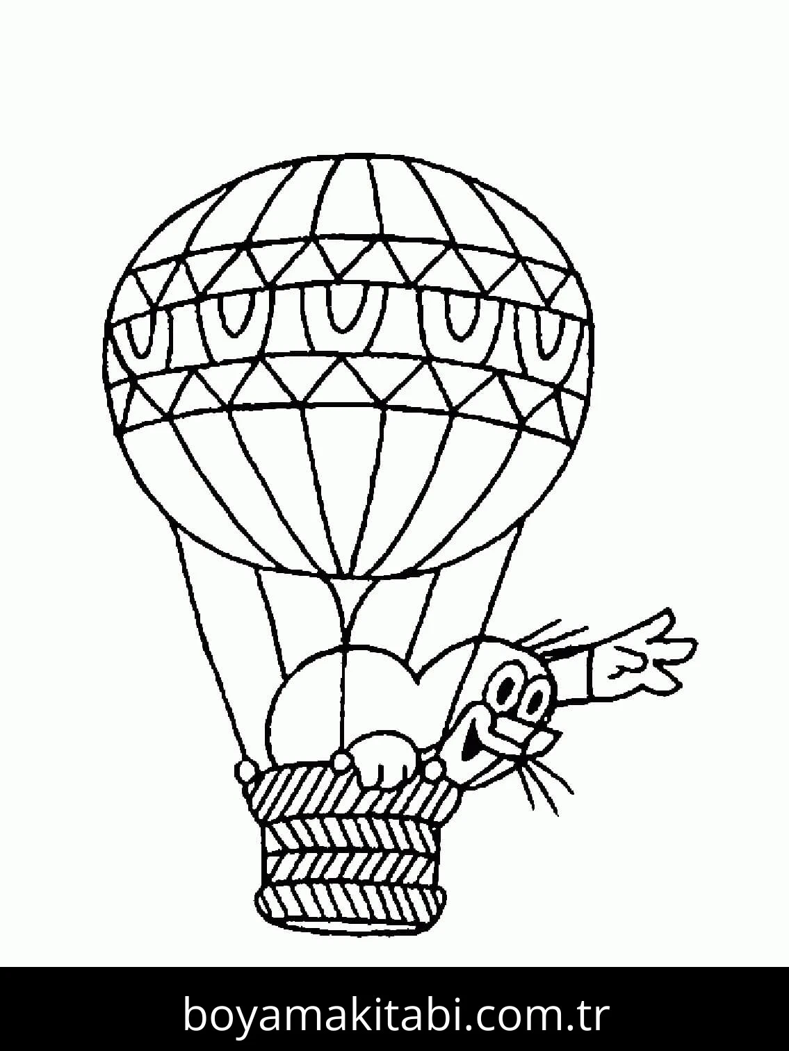 Hava Balonu boyama sayfası – keyifli zaman, renkli çizimler