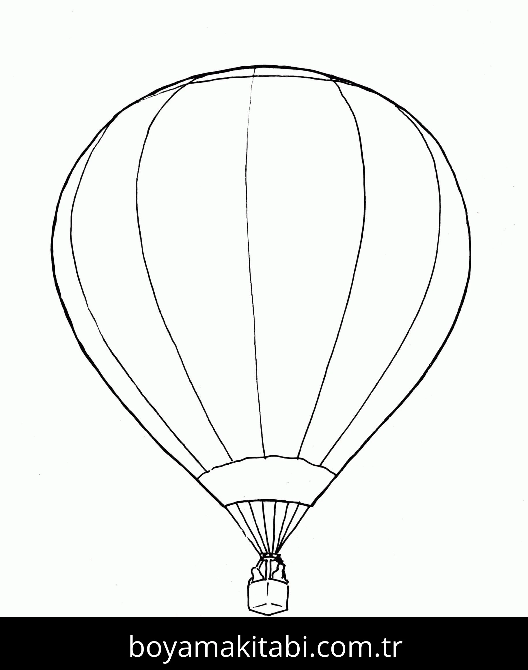 Hava Balonu boyama sayfası – PDF indir, sevimli karakter