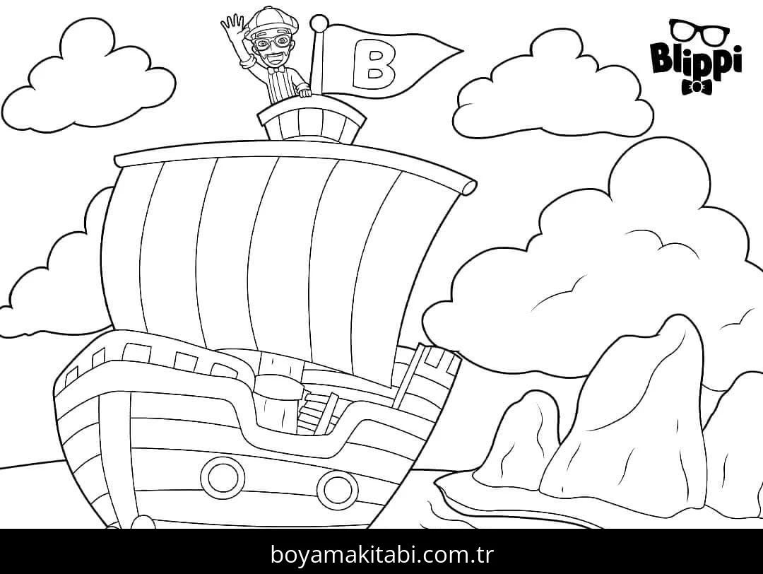 Gemi boyama sayfası – boyama etkinliği, çocuk aktivitesi