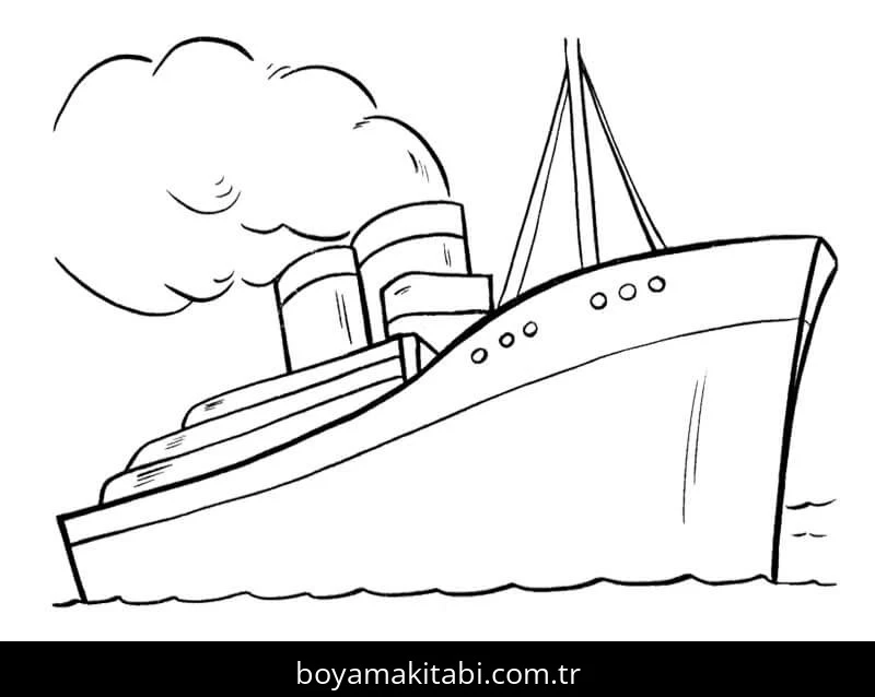 Gemi boyama sayfası – el becerilerini geliştirir, boyama çalışması