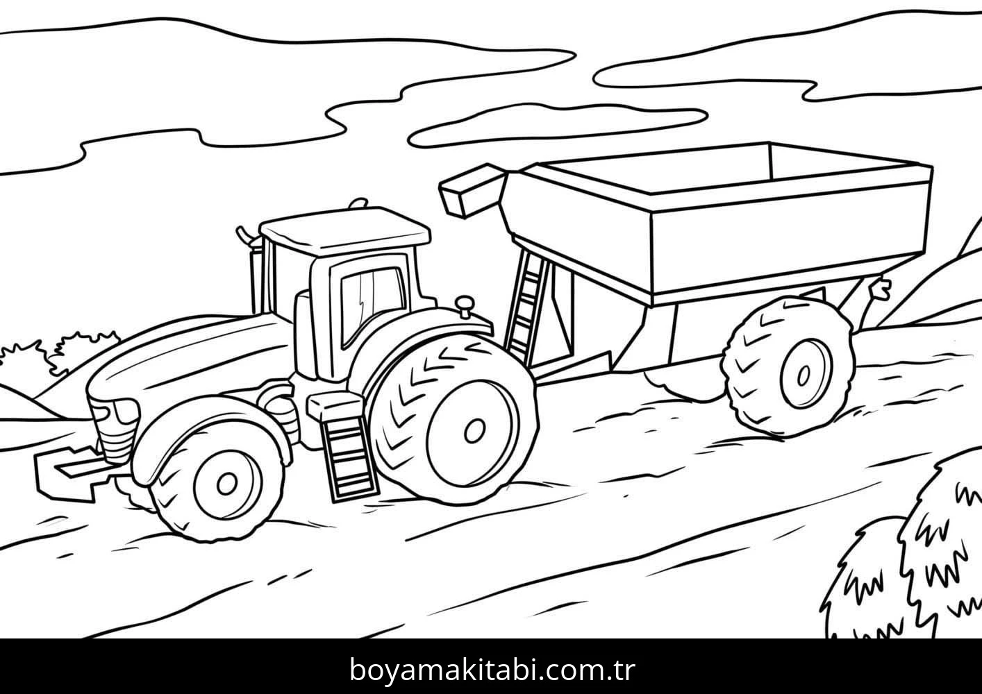 Traktör boyama sayfası – sanatsal çalışma, çocuklar için