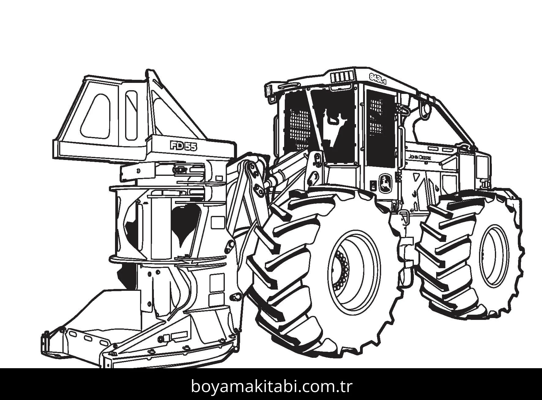 Traktör boyama sayfası – el becerilerini geliştirir, boyama çalışması