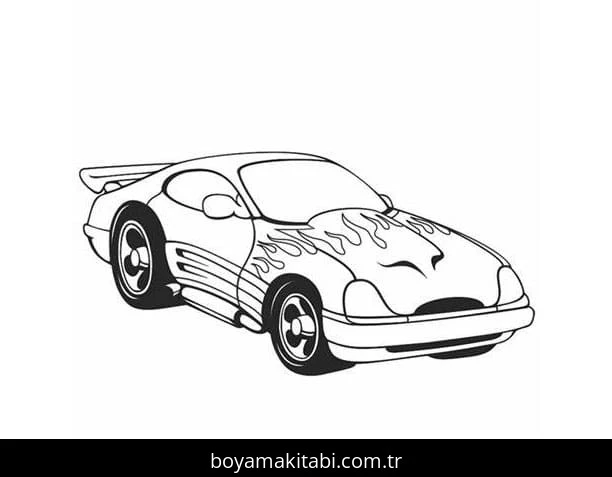Araba boyama sayfası – sanatsal çalışma, çocuklar için