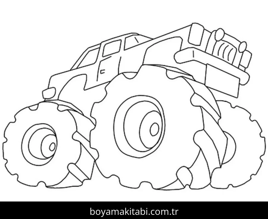 Monster Truck boyama sayfası – basit çizim, kolay boyama