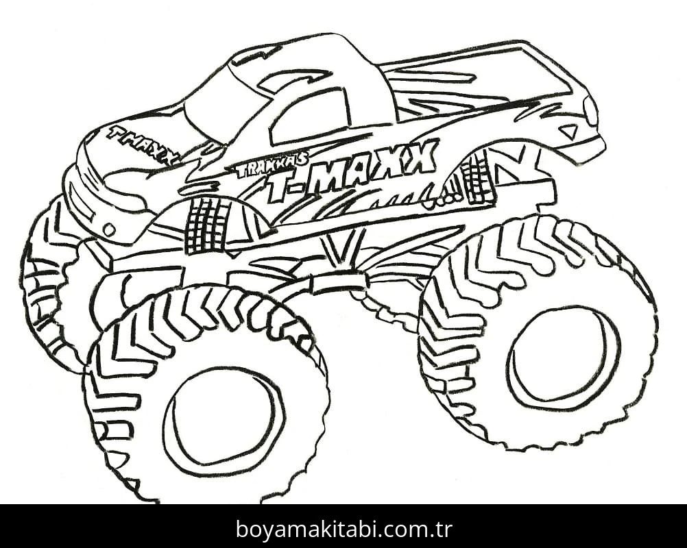 Monster Truck boyama sayfası – kolay boyama, eğitici aktivite