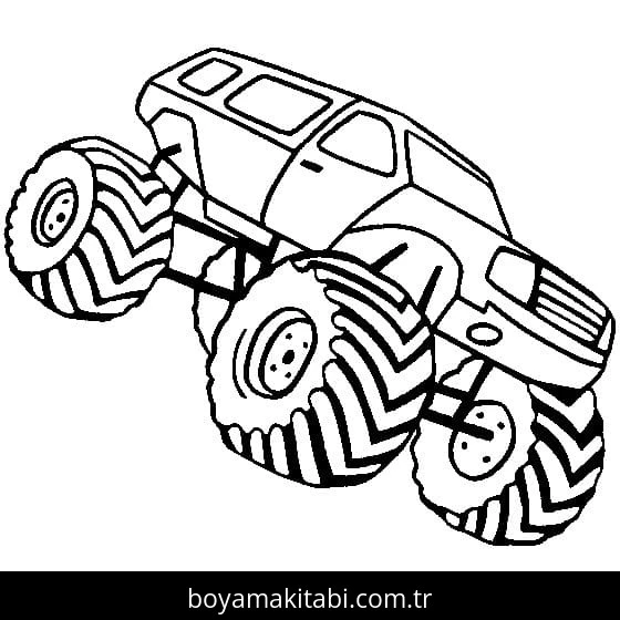 Monster Truck boyama sayfası – çocuklar için, çizgi film temalı
