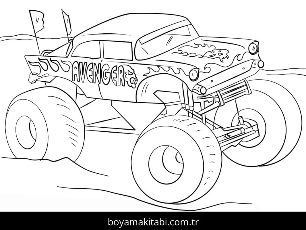 Monster Truck boyama sayfası – yaratıcılığı geliştirir, keyifli zaman
