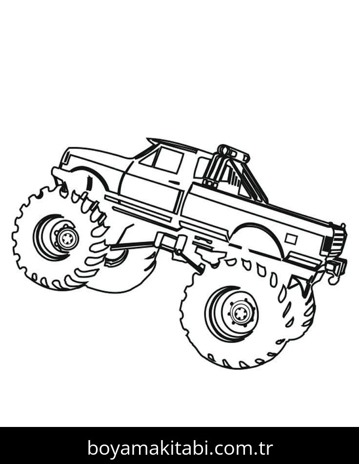 Monster Truck boyama sayfası – el becerilerini geliştirir, boyama çalışması