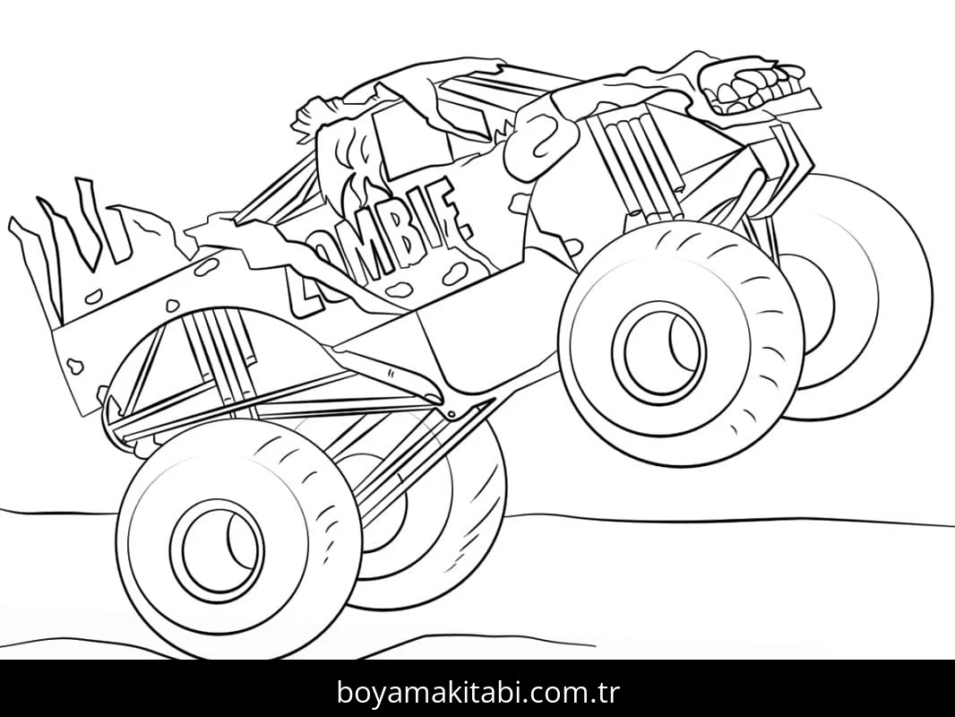 Monster Truck boyama sayfası – boyama çalışması, yaratıcılığı geliştirir
