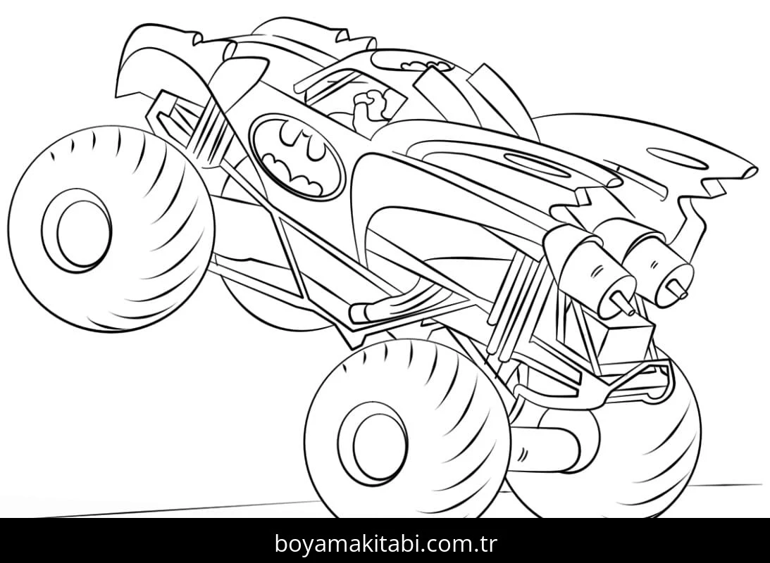 Monster Truck boyama sayfası – renkli çizimler, okul öncesi