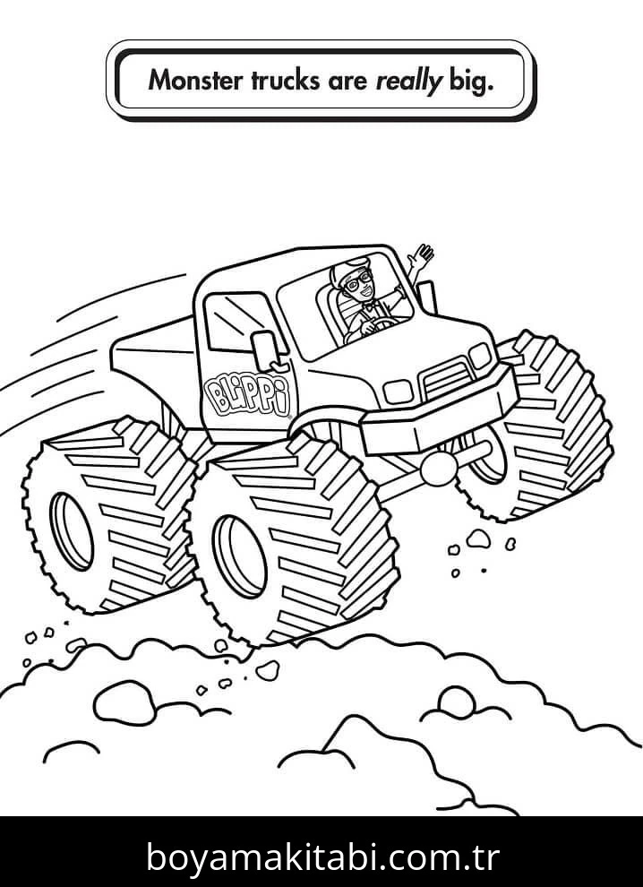 Monster Truck boyama sayfası – PDF indir, sevimli karakter