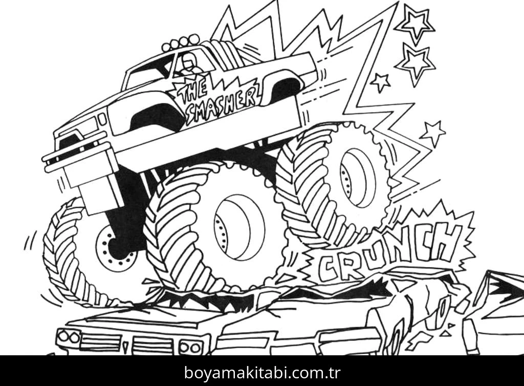 Monster Truck boyama sayfası – eğitici aktivite, yaratıcılık