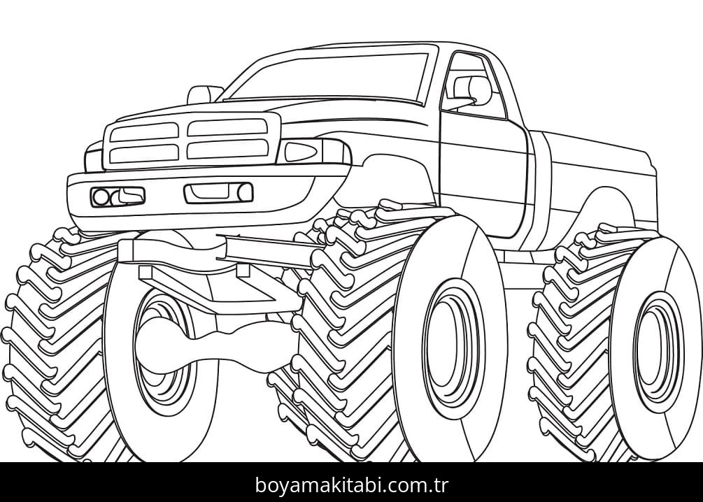 Monster Truck boyama sayfası – el becerilerini geliştirir, boyama çalışması