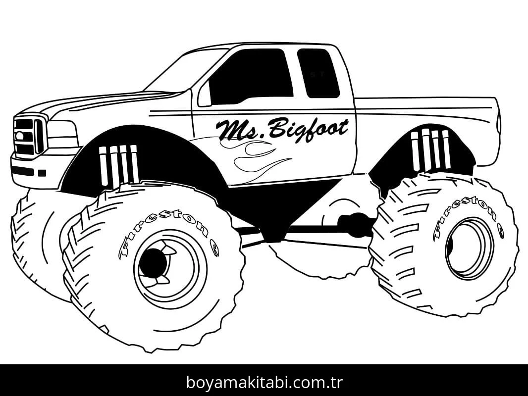 Monster Truck boyama sayfası – boyama çalışması, yaratıcılığı geliştirir