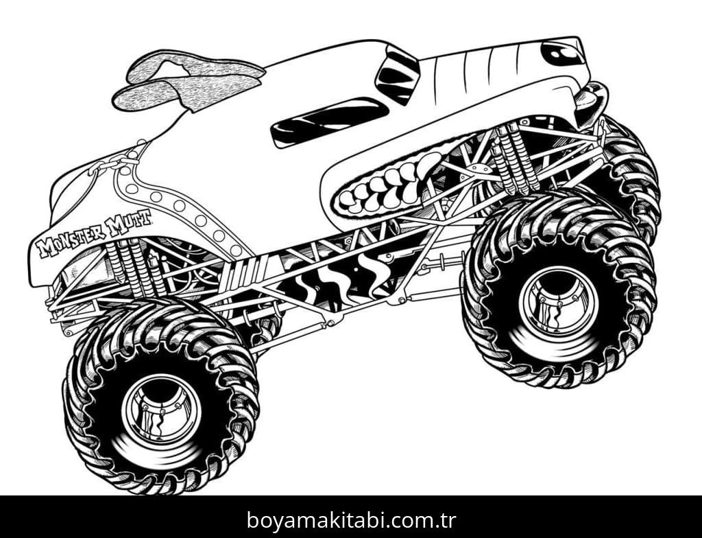 Monster Truck boyama sayfası – kolay boyama, eğitici aktivite