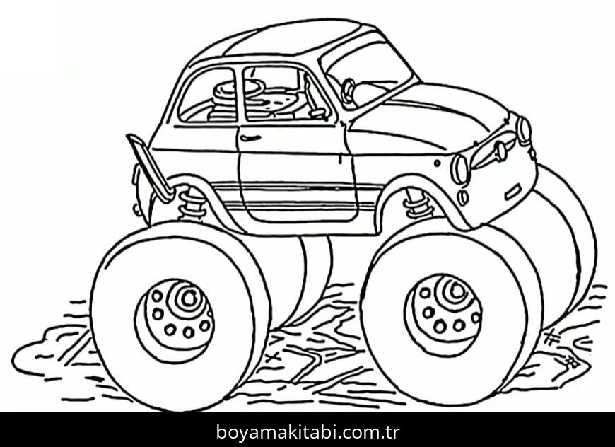 Monster Truck boyama sayfası – okul öncesi, evde etkinlik