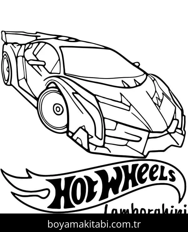 Hot Wheels boyama sayfası #22 – çizgi film temalı, basit çizim