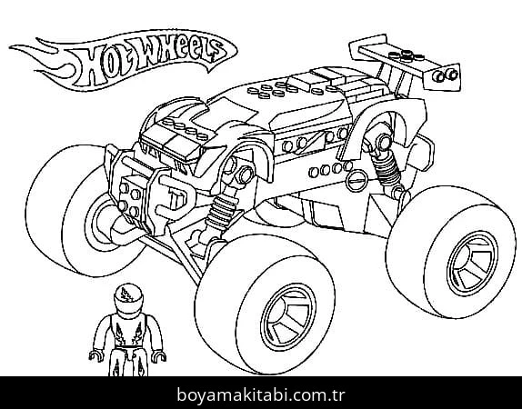 Hot Wheels boyama sayfası #48 – tamamen ücretsiz, çocuklar için
