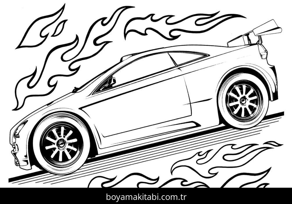 Hot Wheels boyama sayfası #52 – eğlenceli öğrenme deneyimi, okul öncesi