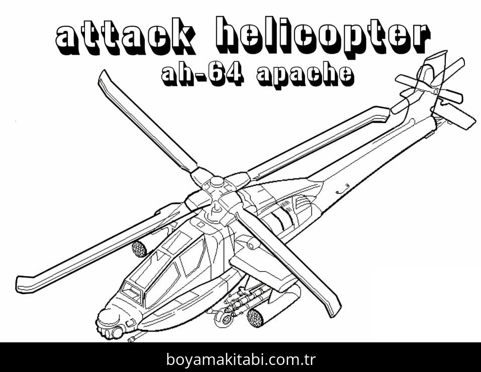 Helikopter boyama sayfası – yaratıcılığı geliştirir, keyifli zaman