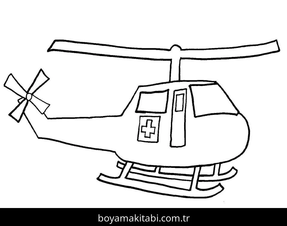 Helikopter boyama sayfası – el becerilerini geliştirir, boyama çalışması