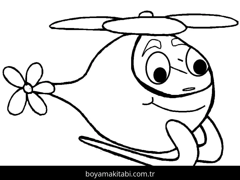 Helikopter boyama sayfası – çocuk aktivitesi, PDF indir
