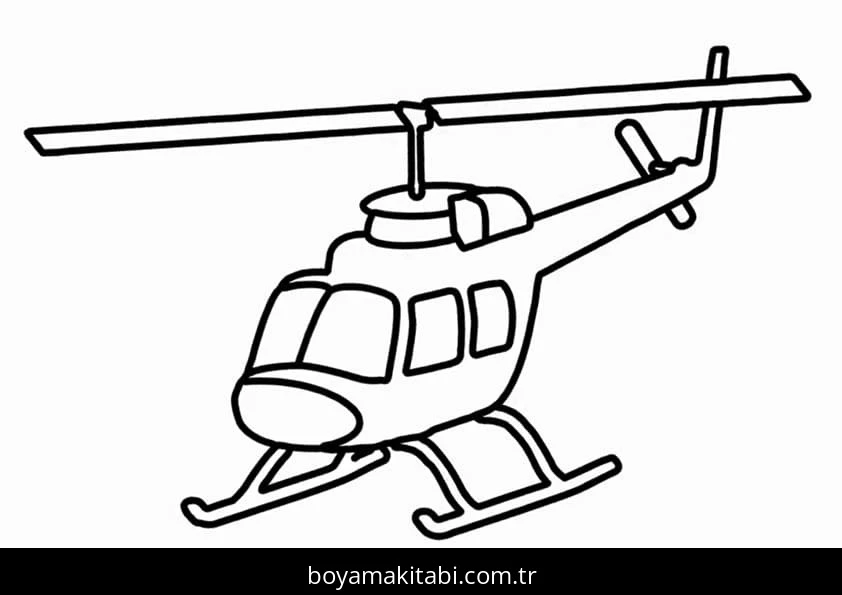 Helikopter boyama sayfası – basit çizim, kolay boyama