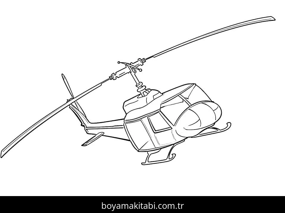 Helikopter boyama sayfası – boyama çalışması, yaratıcılığı geliştirir