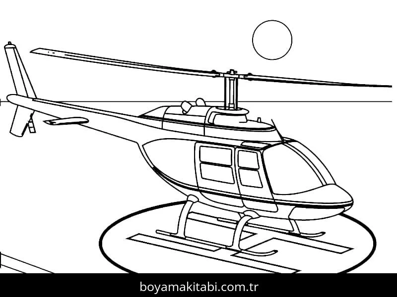 Helikopter boyama sayfası – boyama etkinliği, çocuk aktivitesi