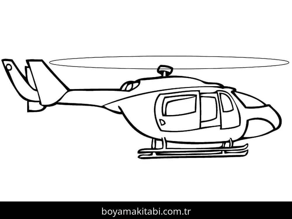 Helikopter boyama sayfası – sevimli karakter, sanatsal çalışma