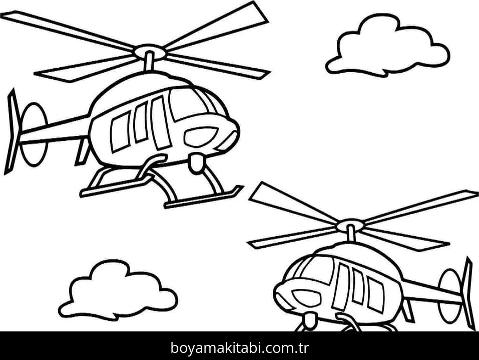 Helikopter boyama sayfası – keyifli zaman, renkli çizimler
