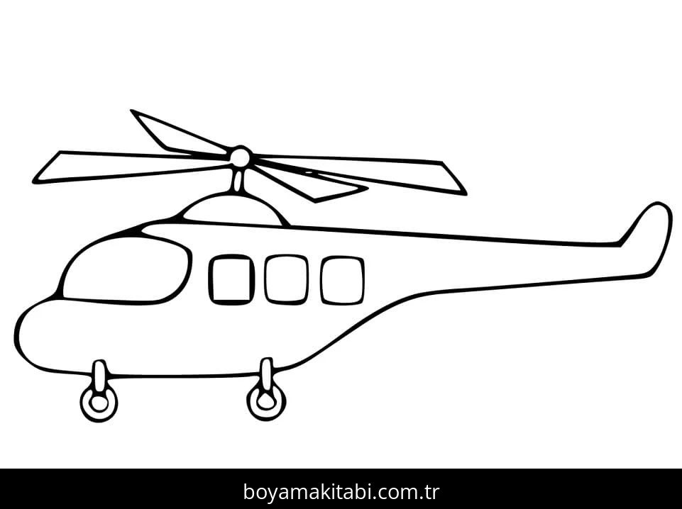 Helikopter boyama sayfası – renkli çizimler, okul öncesi