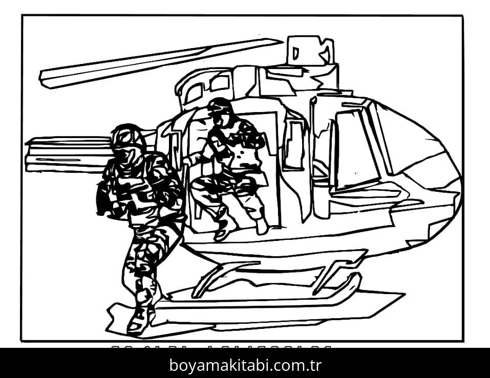 Helikopter boyama sayfası – çocuklar için, çizgi film temalı