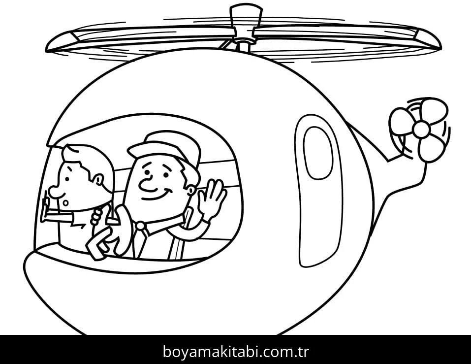 Helikopter boyama sayfası – el becerilerini geliştirir, boyama çalışması