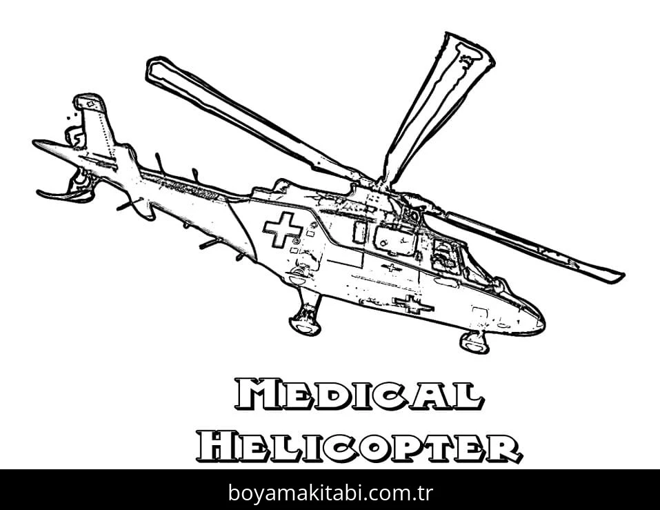 Helikopter boyama sayfası – keyifli zaman, renkli çizimler
