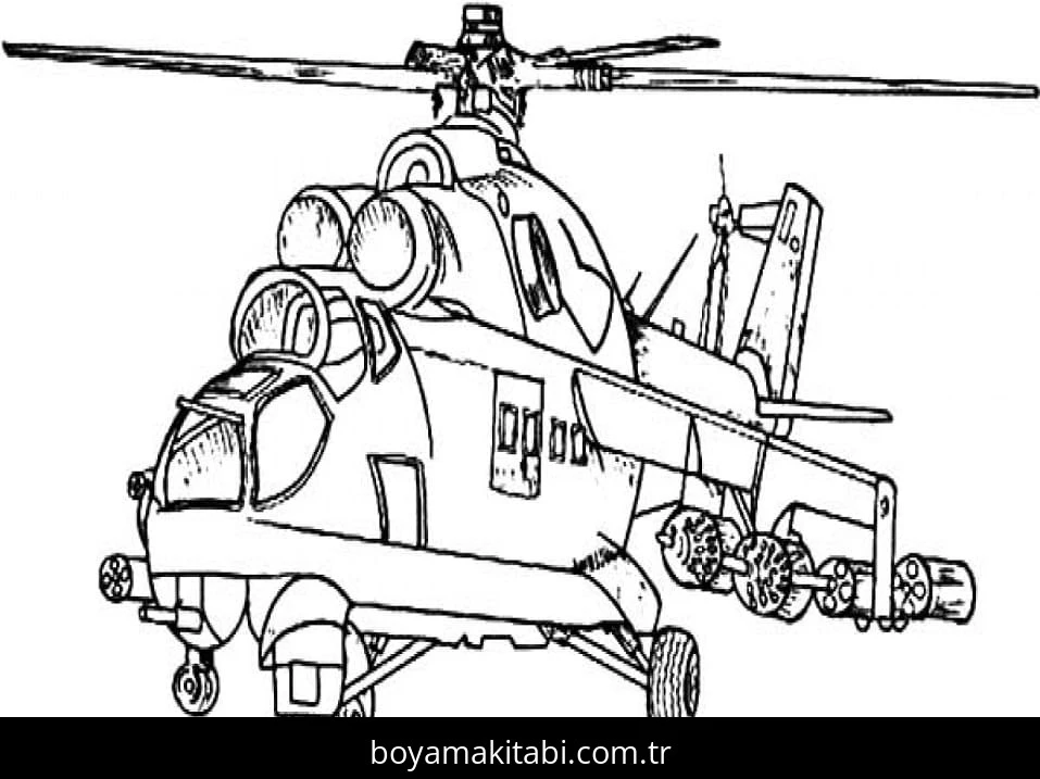 Helikopter boyama sayfası – evde etkinlik, ücretsiz yazdır