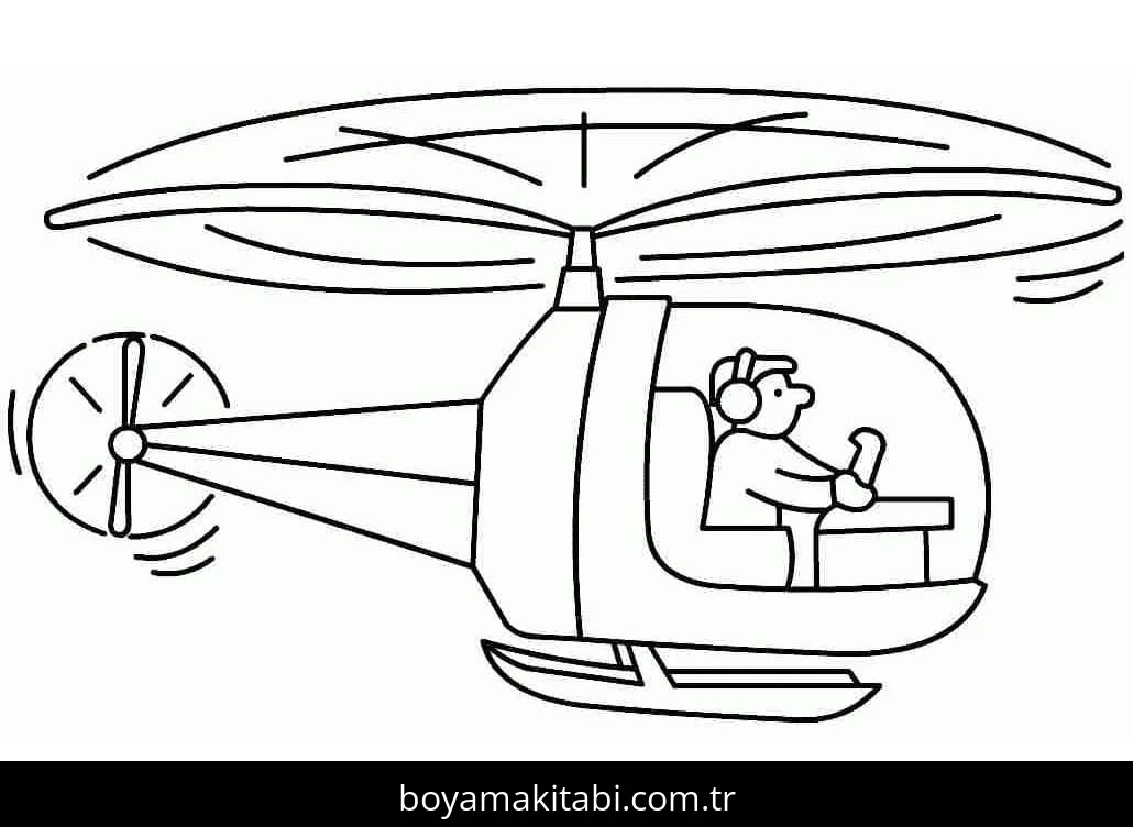 Helikopter boyama sayfası – renkli çizimler, okul öncesi