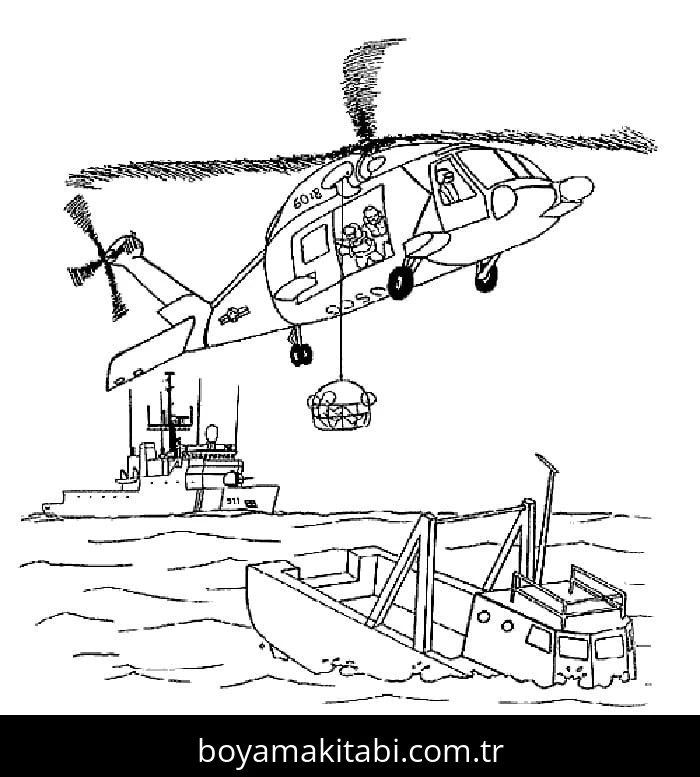 Helikopter boyama sayfası – PDF indir, sevimli karakter