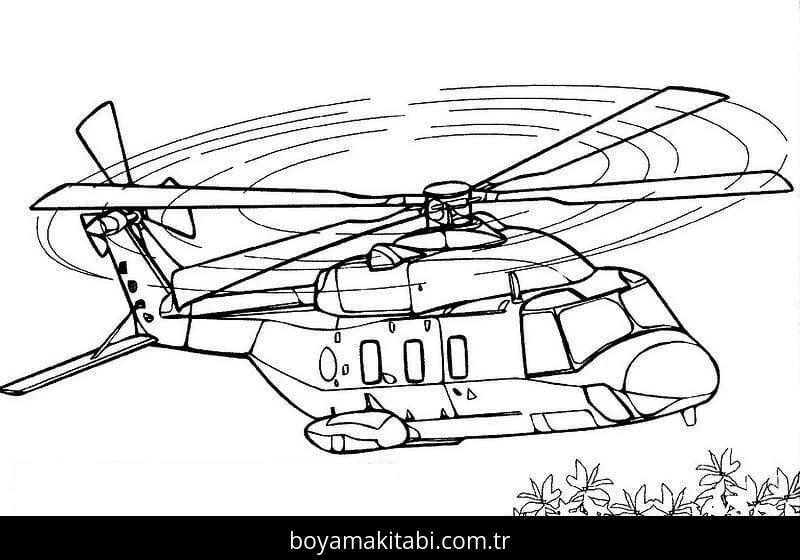 Helikopter boyama sayfası – çocuklar için, çizgi film temalı