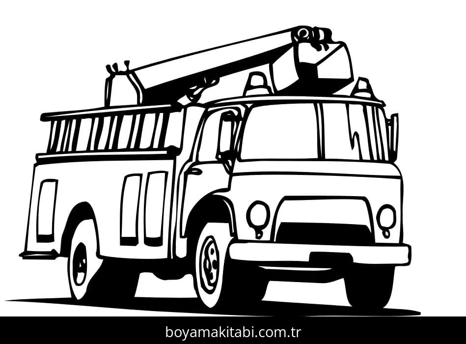 İtfaiye Aracı boyama sayfası – el becerilerini geliştirir, boyama çalışması
