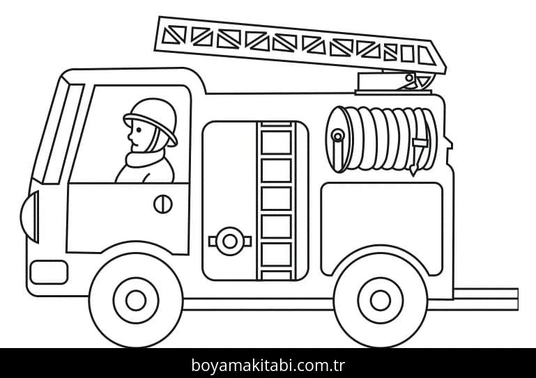İtfaiye Aracı boyama sayfası – keyifli zaman, renkli çizimler