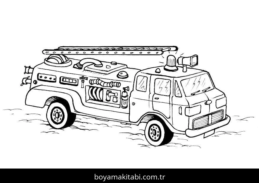İtfaiye Aracı boyama sayfası – basit çizim, kolay boyama