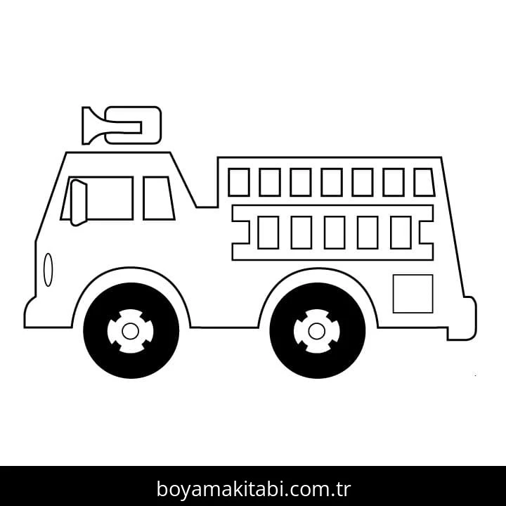 İtfaiye Aracı boyama sayfası – eğlenceli etkinlik, el becerilerini geliştirir