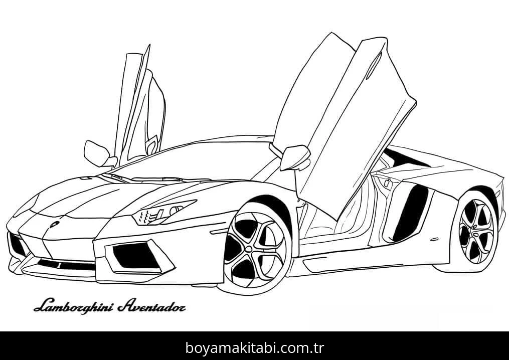 Lamborghini boyama sayfası #89 – basit çizim, yaz tatili etkinliği