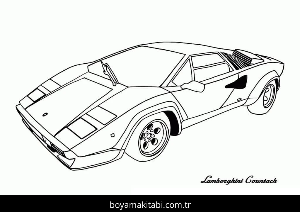 Lamborghini boyama sayfası #93 – anaokulu etkinliği, motor becerileri destekler